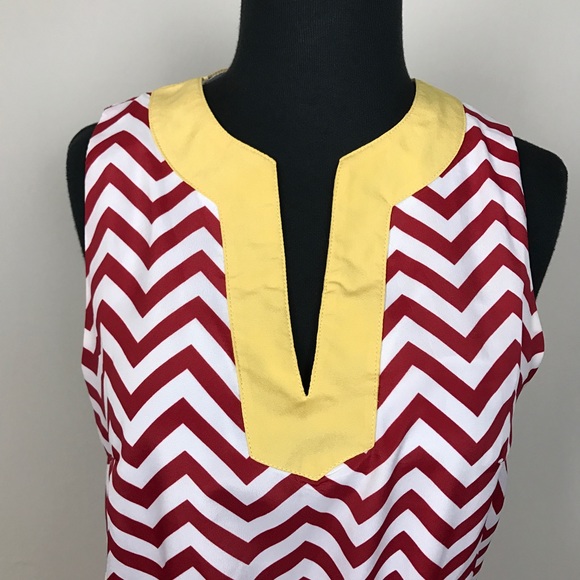 MUD PIE chevron print red white midi Small - Picture 2 of 8